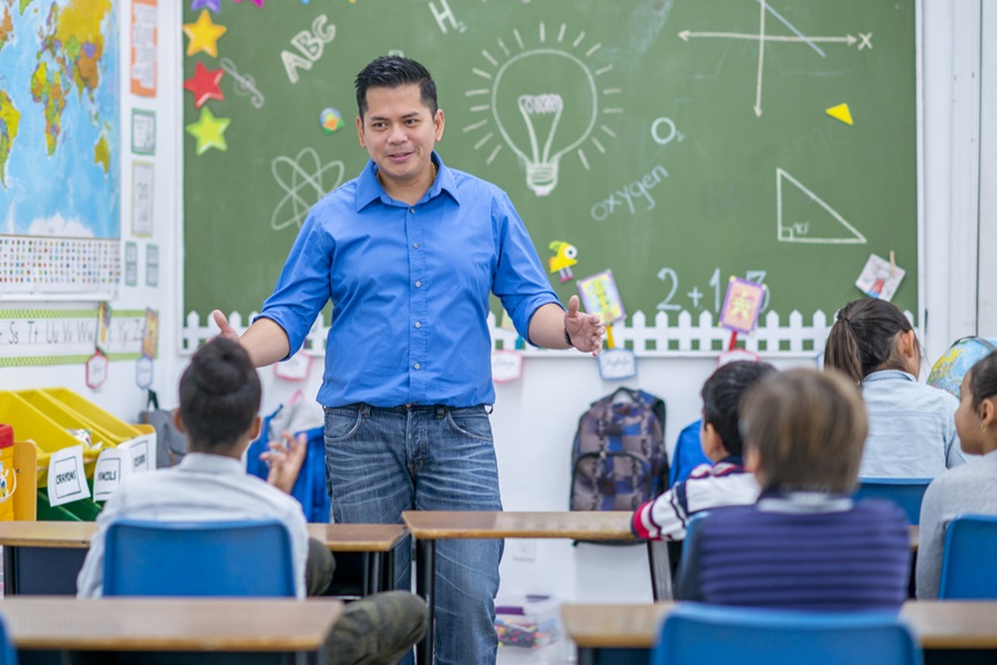male teacher in the classroom