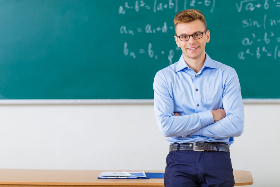 male teacher in the classroom